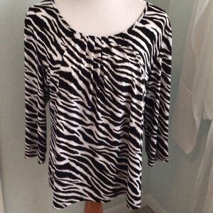 Chico's Black and White Animal Print Blouse